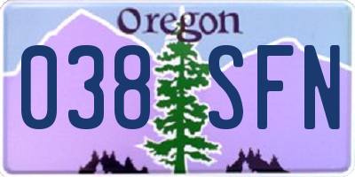 OR license plate 038SFN