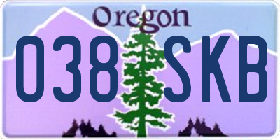 OR license plate 038SKB