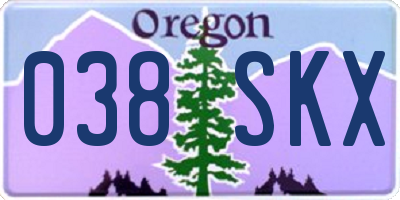 OR license plate 038SKX