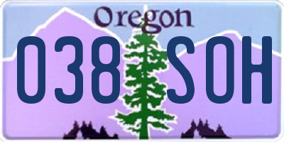 OR license plate 038SOH