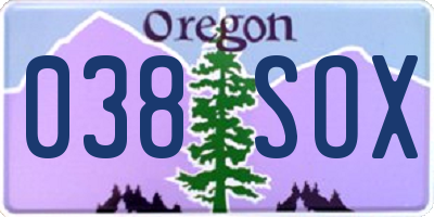 OR license plate 038SOX