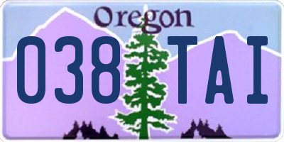 OR license plate 038TAI