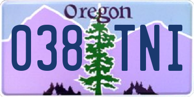 OR license plate 038TNI