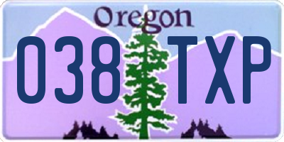 OR license plate 038TXP