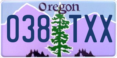 OR license plate 038TXX