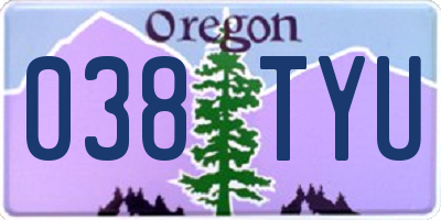OR license plate 038TYU