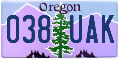 OR license plate 038UAK
