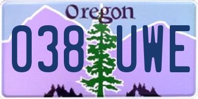 OR license plate 038UWE