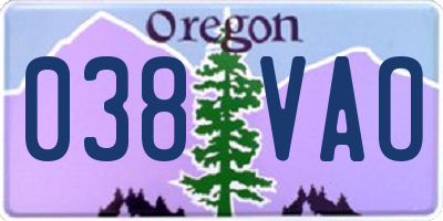 OR license plate 038VAO