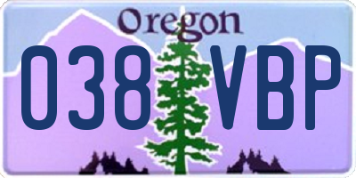 OR license plate 038VBP