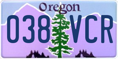 OR license plate 038VCR