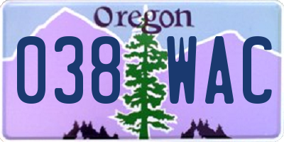 OR license plate 038WAC