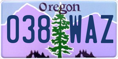 OR license plate 038WAZ