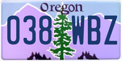 OR license plate 038WBZ