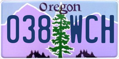 OR license plate 038WCH
