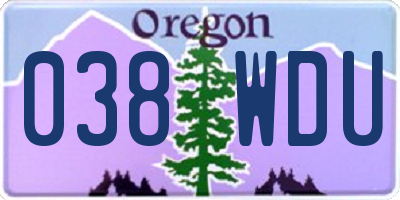 OR license plate 038WDU
