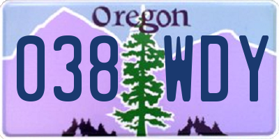 OR license plate 038WDY