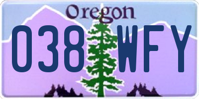 OR license plate 038WFY