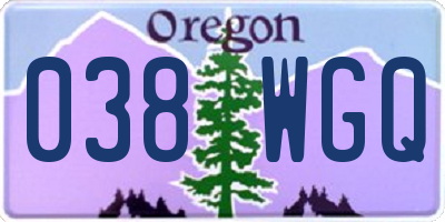 OR license plate 038WGQ