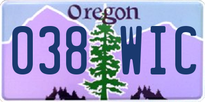 OR license plate 038WIC