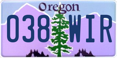 OR license plate 038WIR
