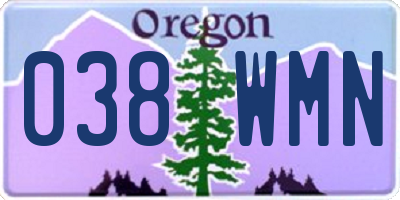 OR license plate 038WMN