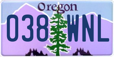 OR license plate 038WNL
