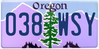 OR license plate 038WSY