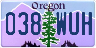 OR license plate 038WUH