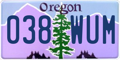OR license plate 038WUM