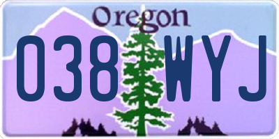 OR license plate 038WYJ