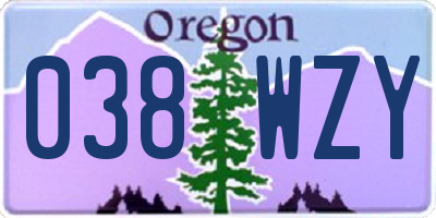 OR license plate 038WZY