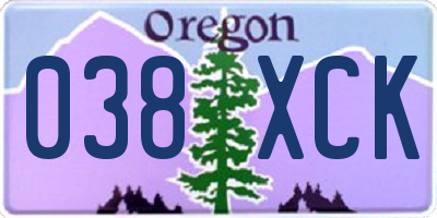 OR license plate 038XCK