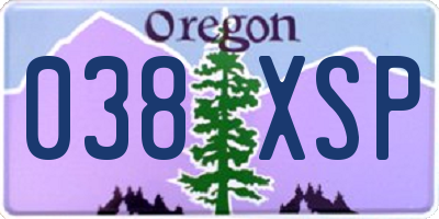 OR license plate 038XSP