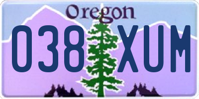 OR license plate 038XUM