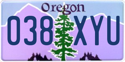 OR license plate 038XYU