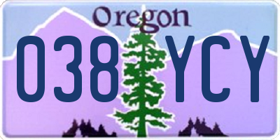 OR license plate 038YCY