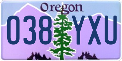 OR license plate 038YXU