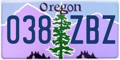 OR license plate 038ZBZ