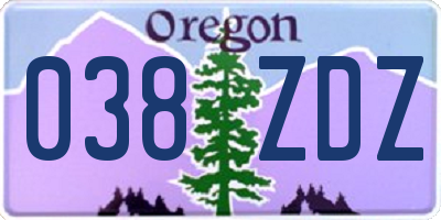 OR license plate 038ZDZ