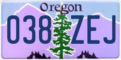 OR license plate 038ZEJ