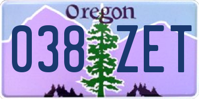 OR license plate 038ZET