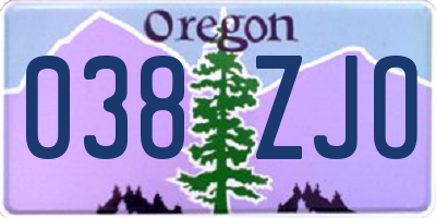 OR license plate 038ZJO