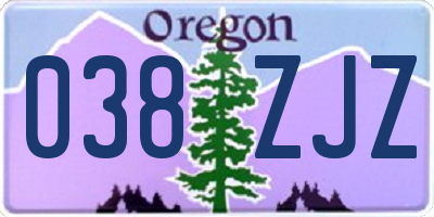 OR license plate 038ZJZ