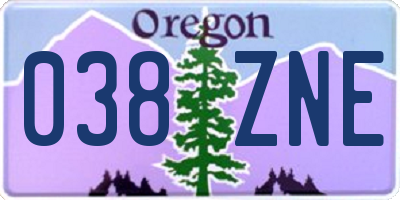 OR license plate 038ZNE