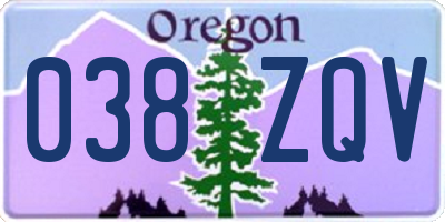 OR license plate 038ZQV