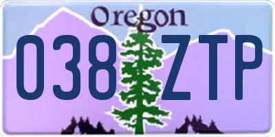 OR license plate 038ZTP