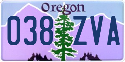 OR license plate 038ZVA