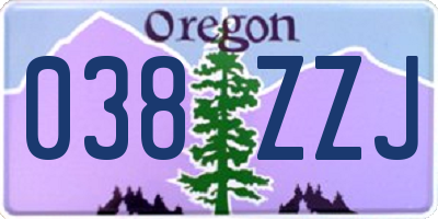 OR license plate 038ZZJ