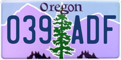 OR license plate 039ADF